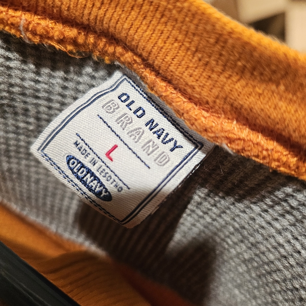 Old Navy Long Sleeve Thermal Waffle Knit Cotton Henley Large Men Orange - Picture 3 of 4